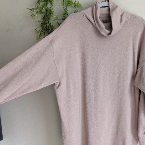 (aerie) Dusty Pink Turtle Neck Sweatshirt Dress Lg - Picture 5 of 15